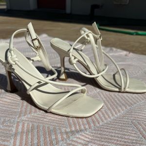 Nordstrom Open Edit Strappy White Heeled Sandal
